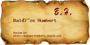Balázs Humbert névjegykártya